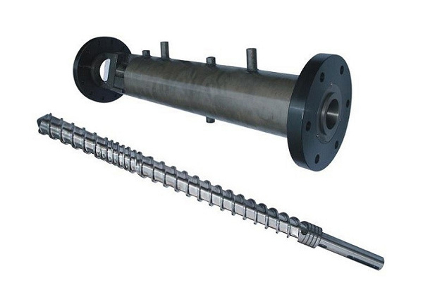 Screws and barrels for plastic injection molding machinery