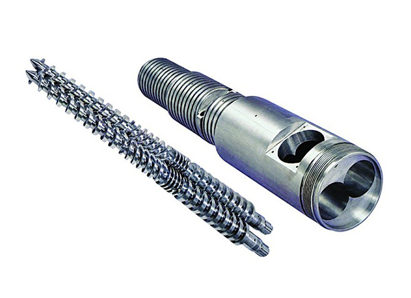 Conical twin screw barrel